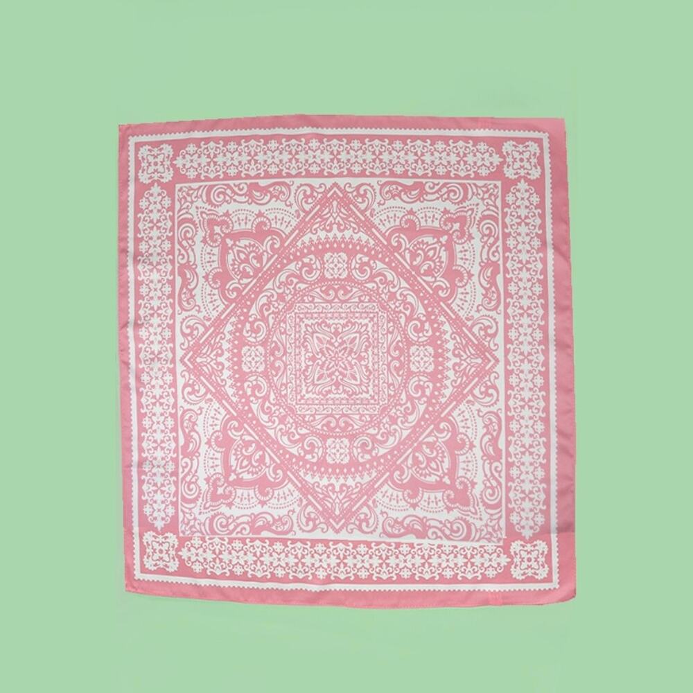 A218-S • Paisley Pink Silky Bandana Scarf - Picture 3 of 3